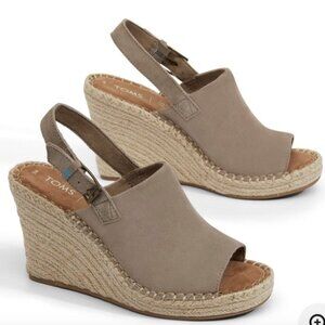 NWT Toms Monica Suede Taupe Wedges size 9.5